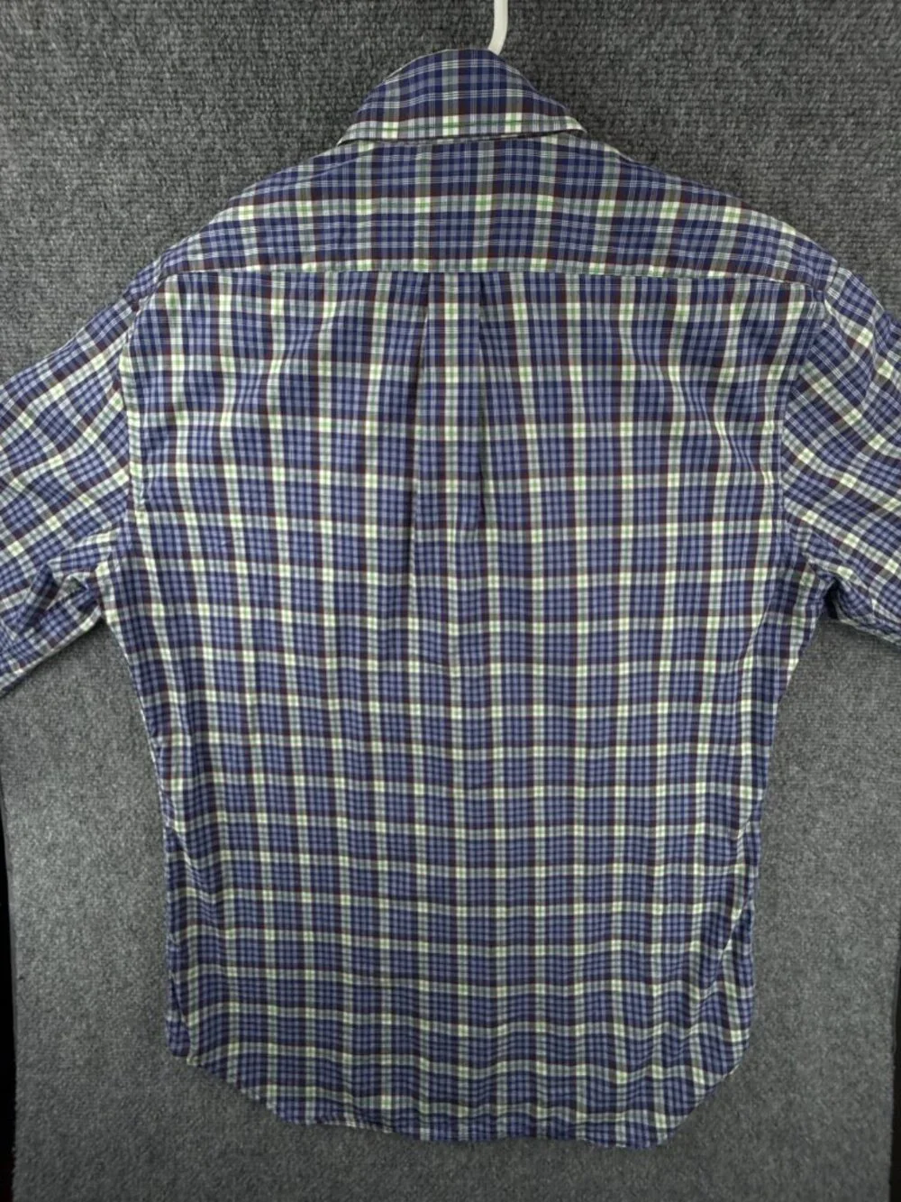 Peter Millar Long Sleeve Button Up Shirt Plaid Green Blue Cotton Adult Woven
